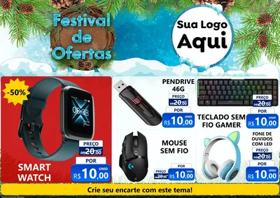 Modelo de Encarte para Encarte A4 Horizontal com o tema Festival de Ofertas - Inverno para Informática