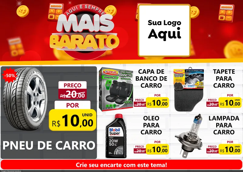Modelo de Encarte para Encarte A4 Horizontal com o tema Mais Barato para Auto peças