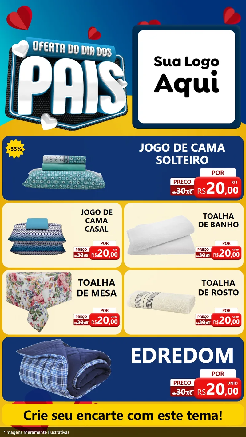Modelo de TV para TV Vertical com o tema Oferta Do Dia Dos Pais para Cama, Mesa e Banho