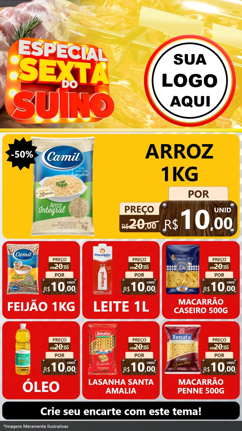 Modelo de Rede Social para Stories com o tema Especial Sexta do Suíno para Supermercado