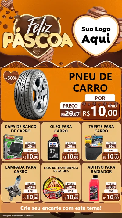 Modelo de Rede Social para Stories com o tema Feliz Páscoa para Auto peças