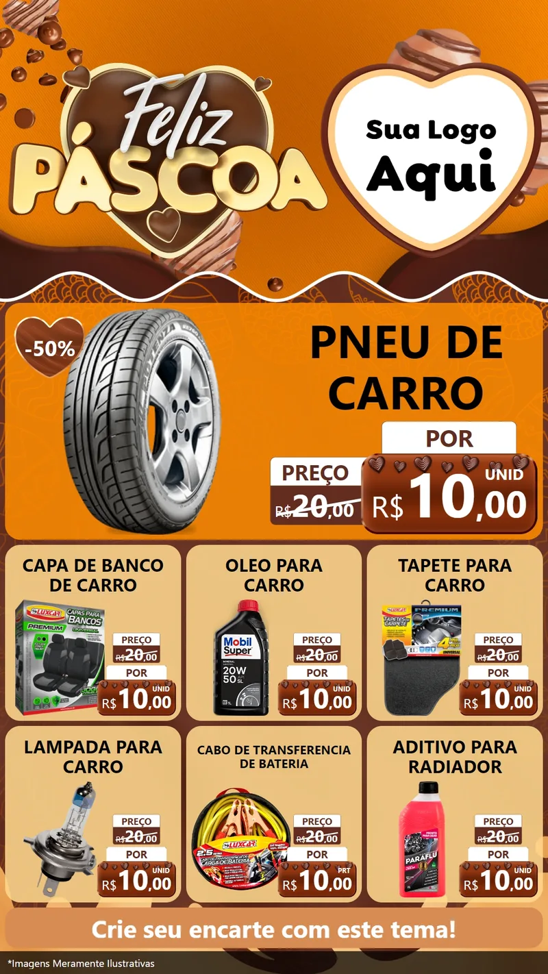 Modelo de Rede Social para Stories com o tema Feliz Páscoa para Auto peças