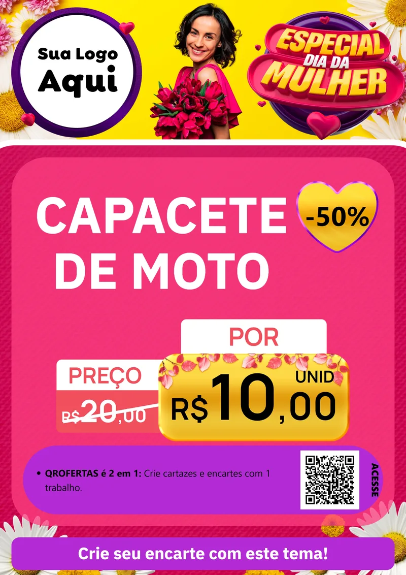 Modelo de Cartaz para Cartaz A4 Vertical com o tema Especial Dia da Mulher para Moto peças