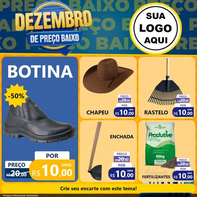 Modelo de Rede Social para Feed Facebook com o tema Dezembro de Preço Baixo para Agropecuária