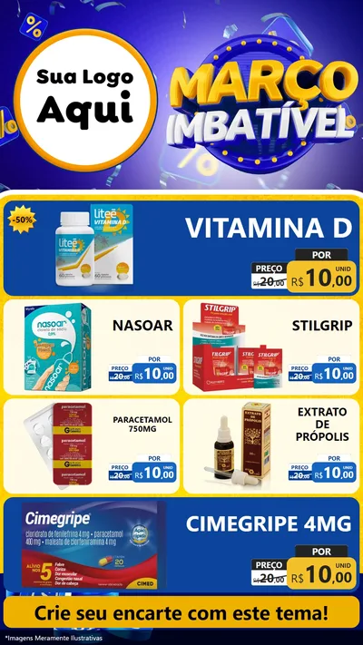 Modelo de TV para TV Vertical com o tema Março Imbatível para Farmácia