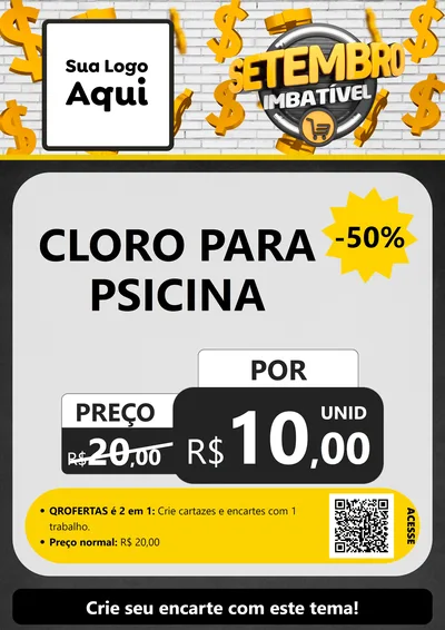 Modelo de Cartaz para Cartaz A4 Vertical com o tema Setembro Imbatível para Produtos para Piscina