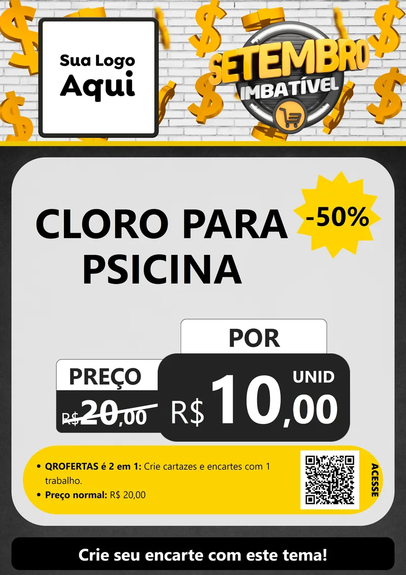 Modelo de Cartaz para Cartaz A4 Vertical com o tema Setembro Imbatível para Produtos para Piscina