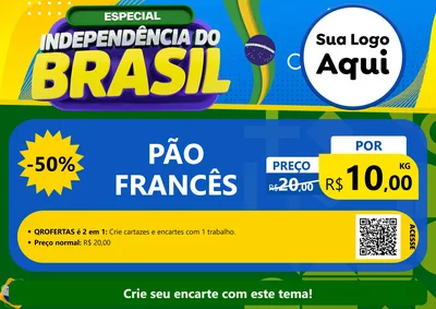 Modelo de Cartaz para Cartaz A4 Horizontal com o tema Especial Independência do Brasil para Padaria