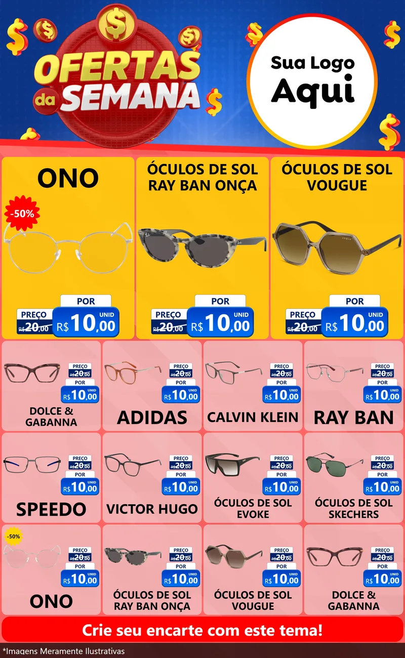 Modelo de Encarte para Encarte Grande com o tema Ofertas Da Semana para Óticas