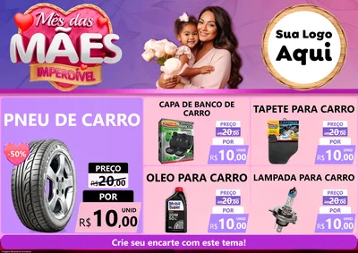 Modelo de Encarte para Encarte A4 Horizontal com o tema Mês das Mães Imperdível para Auto peças