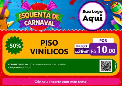 Modelo de Cartaz para Cartaz A4 Horizontal com o tema Esquenta de Carnaval para Material para Construção