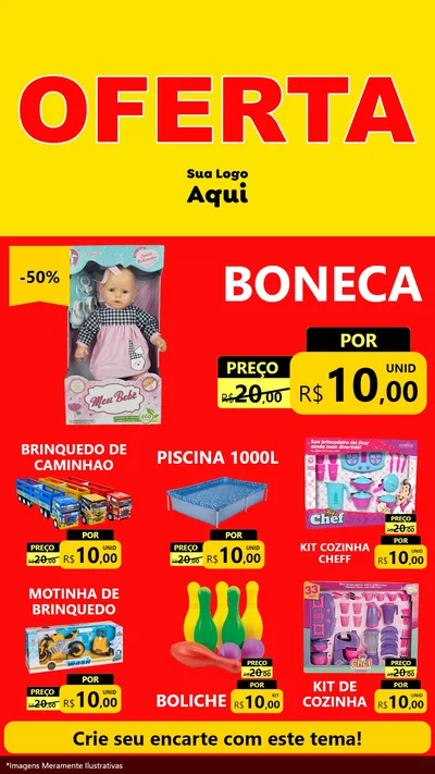 Modelo de Rede Social para Stories com o tema OFERTA - Vermelho Cartaz para Brinquedos