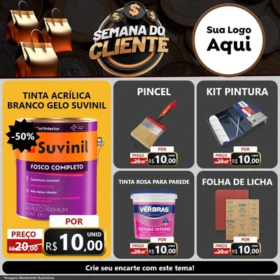 Modelo de Rede Social para Feed Facebook com o tema Semana do Cliente para Tintas e Ferramentas