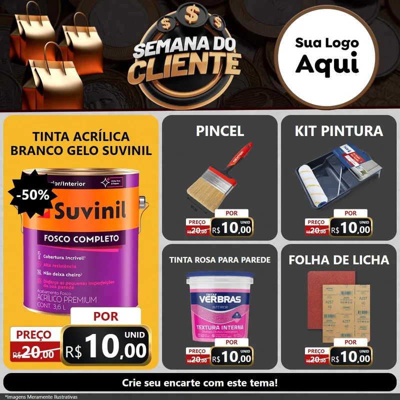 Modelo de Rede Social para Feed Facebook com o tema Semana do Cliente para Tintas e Ferramentas