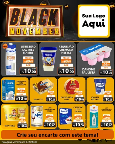 Modelo de Rede Social para Feed Instagram com o tema Black November para Frios e Laticínios