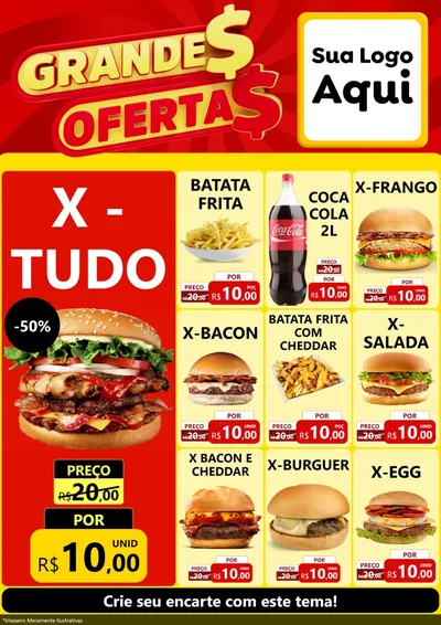 Modelo de Encarte para Encarte A4 Vertical com o tema Grandes Ofertas para Hamburgueria