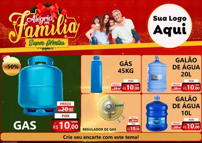 Modelo de Encarte para Encarte A4 Horizontal com o tema Alegria em Família Super Ofertas - Natal para Água e gás