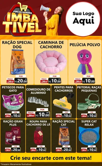 Modelo de Encarte para Encarte Grande com o tema Fim de Semana Imbatível para Pet Shop