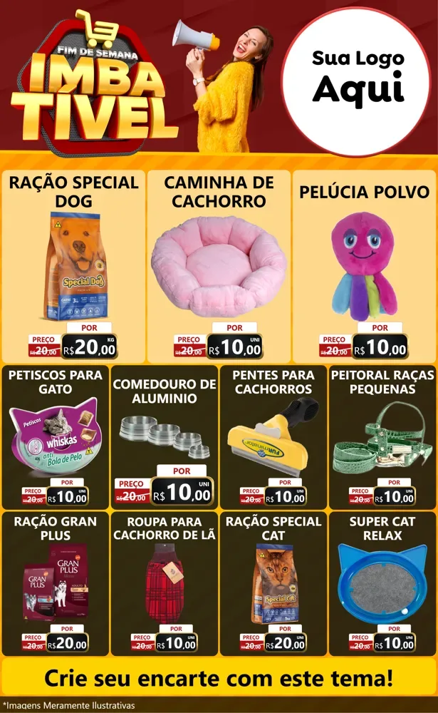 Modelo de Encarte para Encarte Grande com o tema Fim de Semana Imbatível para Pet Shop
