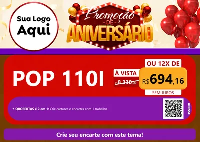 Modelo de Cartaz para Cartaz A4 Horizontal com o tema Promoção de Aniversário para Concessionaria de Motos