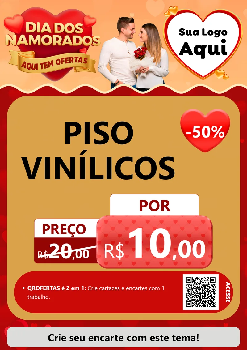 Modelo de Cartaz para Cartaz A4 Vertical com o tema Dia dos Namorados - Aqui Tem Ofertas para Material para Construção