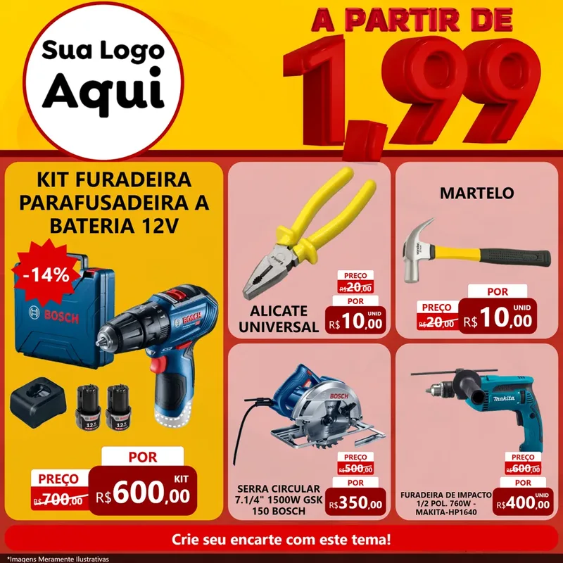 Modelo de Rede Social para Feed Facebook com o tema A Partir de Um e Noventa e Nove - 1,99 para Maquinas e Ferramentas