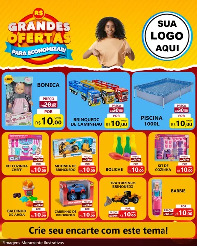 Modelo de Rede Social para Feed Instagram com o tema Grandes Ofertas Para Economizar! para Brinquedos