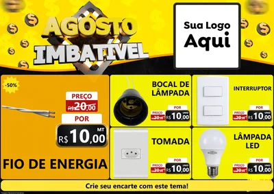 Modelo de Encarte para Encarte A4 Horizontal com o tema Agosto Imbatível para Materiais Elétricos