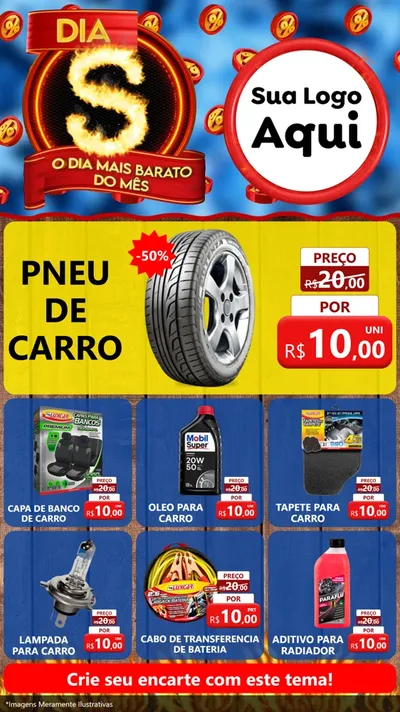 Modelo de Rede Social para Stories com o tema Dia S - O Dia Mais Barato Do Mês para Auto peças