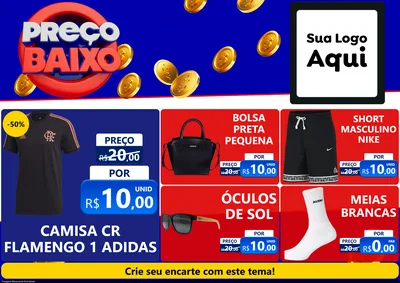 Modelo de Encarte para Encarte A4 Horizontal com o tema Preço Baixo para Roupas e acessórios