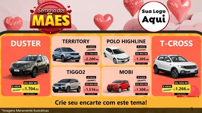 Modelo de TV para TV Horizontal com o tema Semana das Mães para Concessionaria de Carros