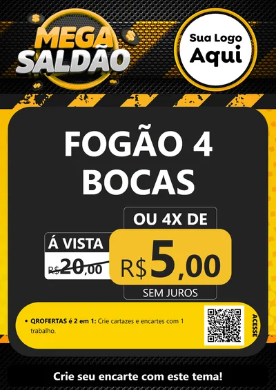 Modelo de Cartaz para Cartaz A4 Vertical com o tema Mega Saldão para Móveis e Eletro