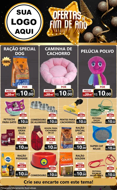 Modelo de Encarte para Encarte Grande com o tema Ofertas de Fim de Ano para Pet Shop