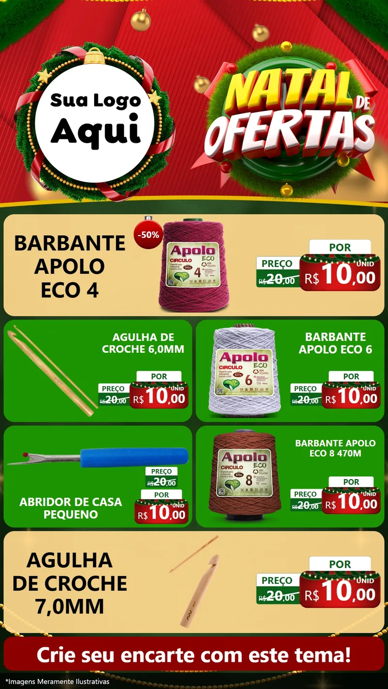 Modelo de TV para TV Vertical com o tema Natal de Ofertas para Armarinho e Aviamentos