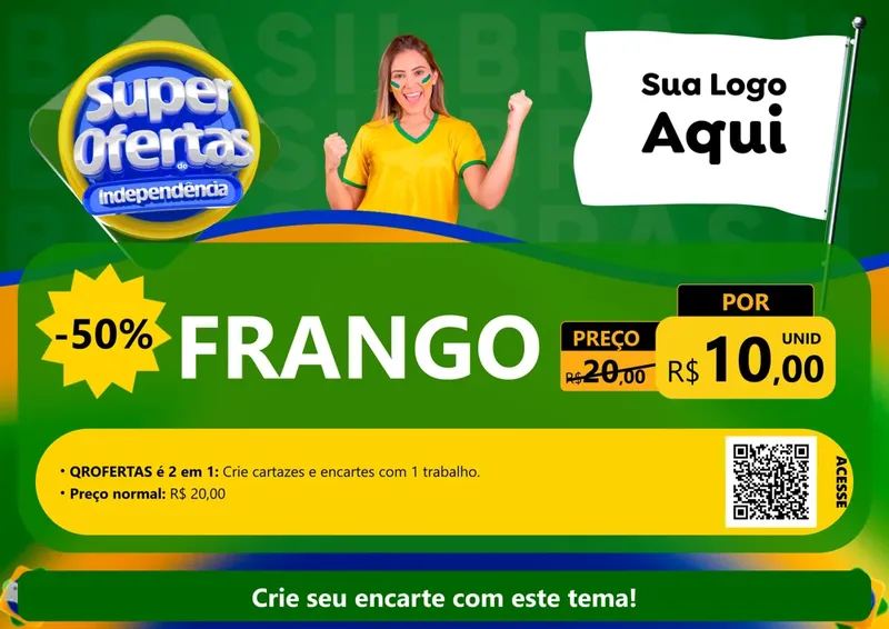 Modelo de Cartaz para Cartaz A4 Horizontal com o tema Super Ofertas de Independência para Assados