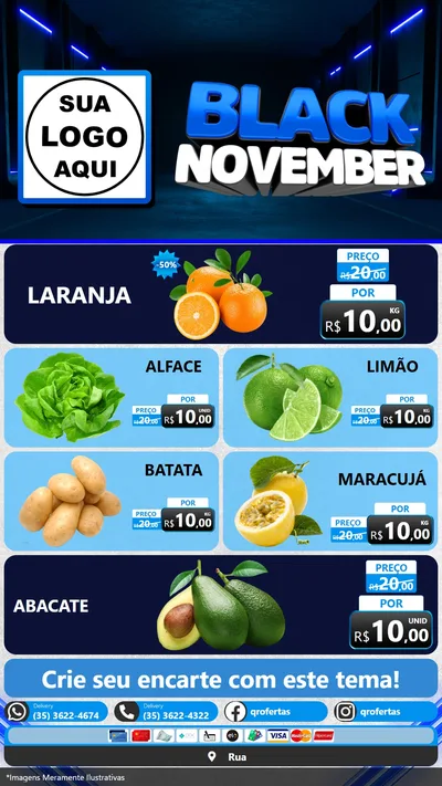 Modelo de TV para TV Vertical com o tema Black November para Hortifrúti