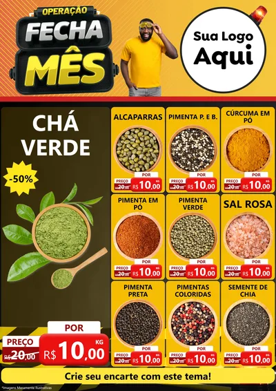 Modelo de Encarte para Encarte A4 Vertical com o tema Operação Fecha Mês para Produtos Naturais