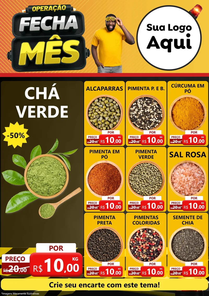 Modelo de Encarte para Encarte A4 Vertical com o tema Operação Fecha Mês para Produtos Naturais