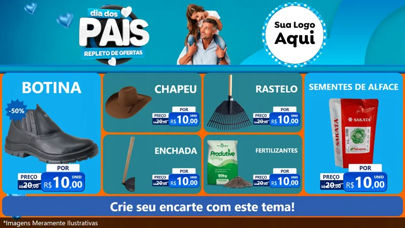 Modelo de TV para TV Horizontal com o tema Dia Dos Pais Repleto de Ofertas para Agropecuária