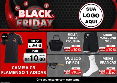 Modelo de Encarte para Encarte A4 Horizontal com o tema Black Friday para Roupas e acessórios