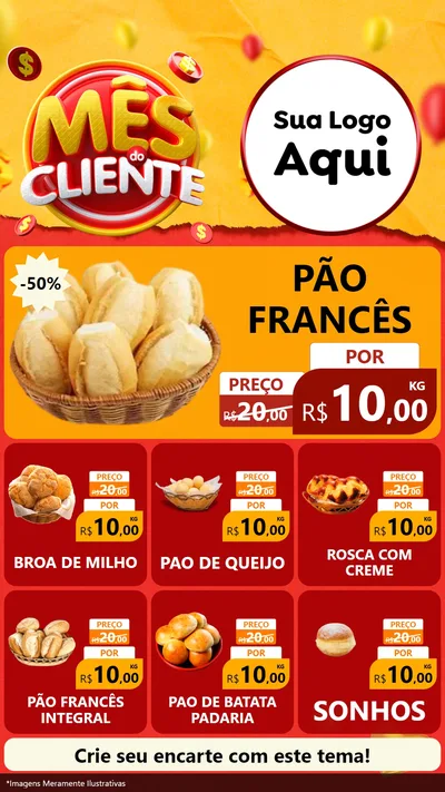 Modelo de Rede Social para Stories com o tema Mês do Cliente para Padaria