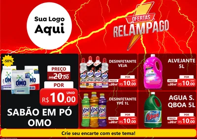 Modelo de Encarte para Encarte A4 Horizontal com o tema Ofertas Relâmpago para Produtos de Limpeza