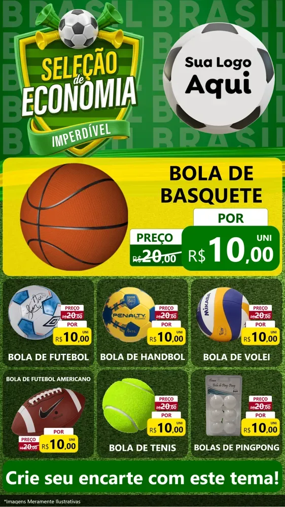 Modelo de Rede Social para Stories com o tema Seleção de Economia - Copa para Artigos Esportivos