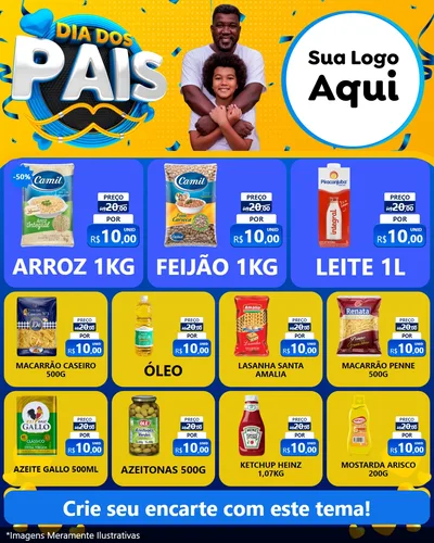 Modelo de Rede Social para Feed Instagram com o tema Dia dos Pais para Supermercado
