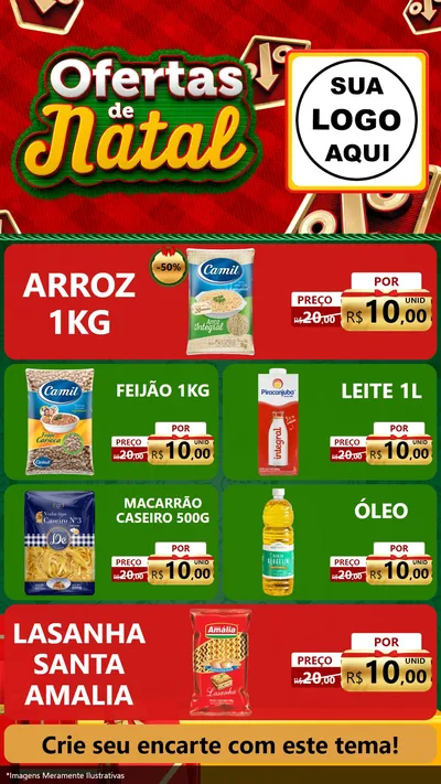 Modelo de TV para TV Vertical com o tema Ofertas de Natal para Supermercado
