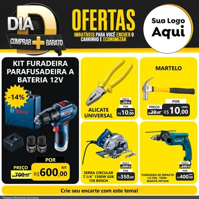 Modelo de Rede Social para Feed Facebook com o tema Dia D Mais Economia para Maquinas e Ferramentas