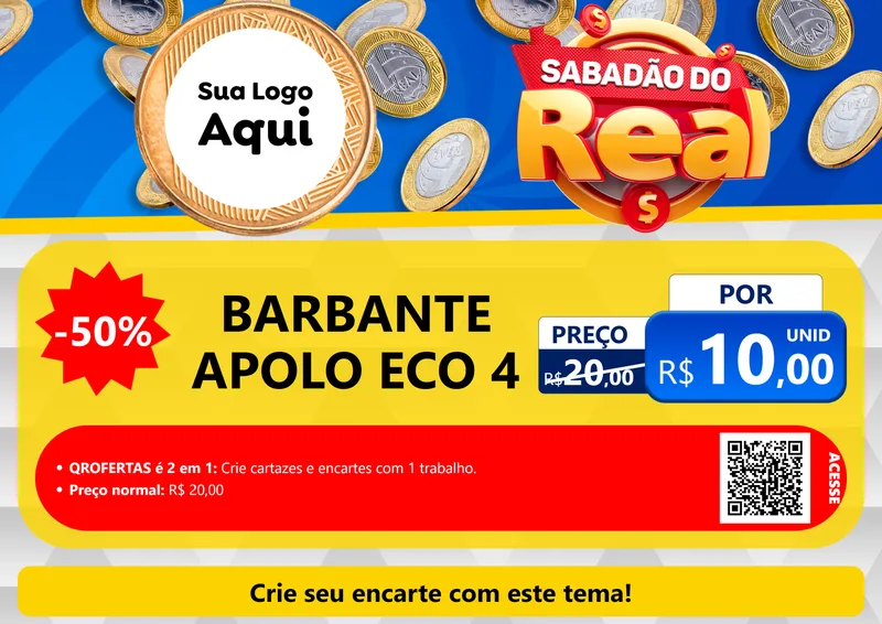 Modelo de Cartaz para Cartaz A4 Horizontal com o tema Sabadão do Real para Armarinho e Aviamentos