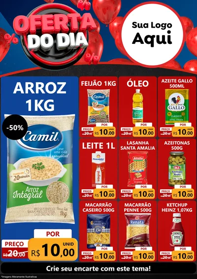 Modelo de Encarte para Encarte A4 Vertical com o tema Oferta do Dia para Supermercado