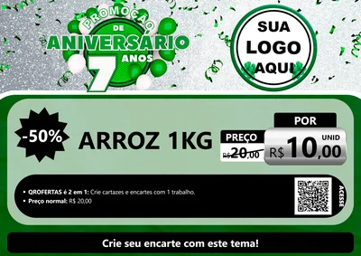 Modelo de Cartaz para Cartaz A4 Horizontal com o tema Promoção de Aniversário - 7 Anos para Supermercado