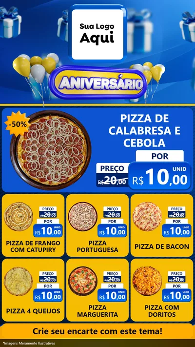 Modelo de Rede Social para Stories com o tema Aniversário para Pizzaria